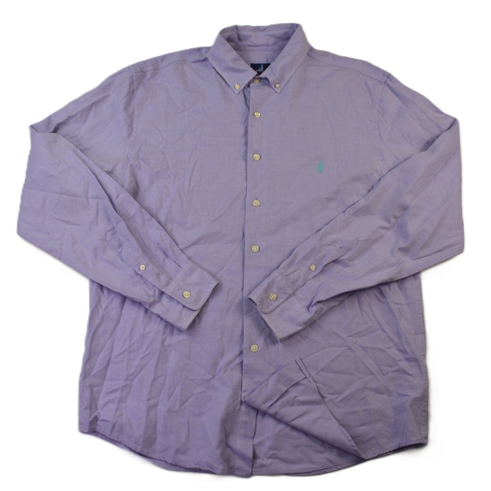 Johnnie O Mens Long Sleeve Button Down Shirt Purple Medium Cotton Tencel Logo - Picture 2 of 9